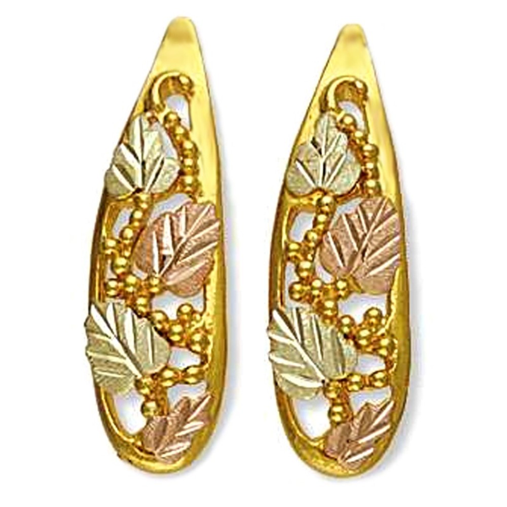 Leaves Stud Earrings, 10k Yellow Gold