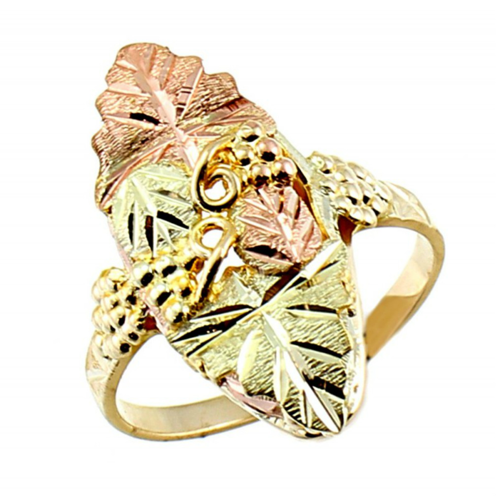 10k Yellow Gold Women's Ring with Black Hills Gold motif. 