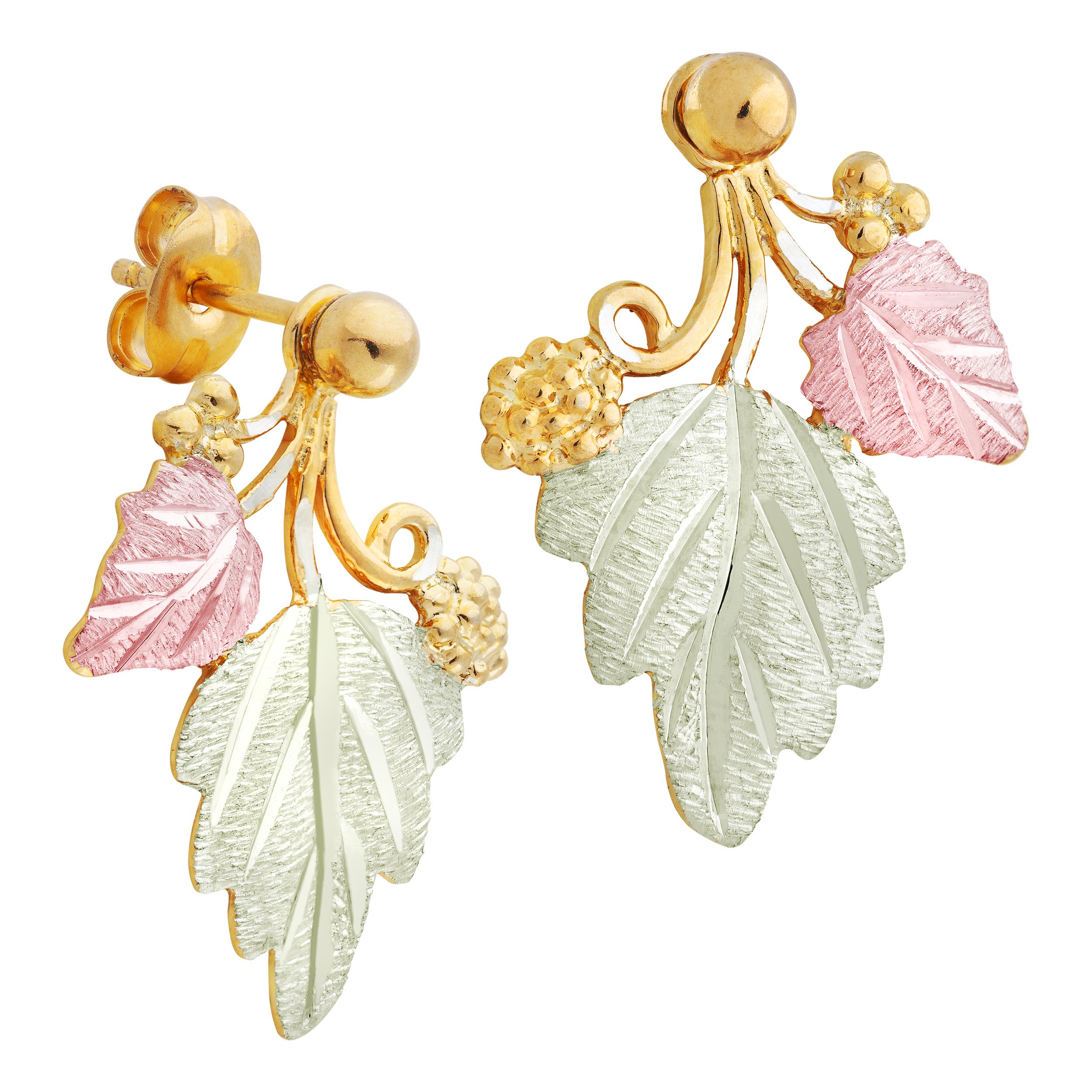 Grape Cluster with Leaves Earrings. 