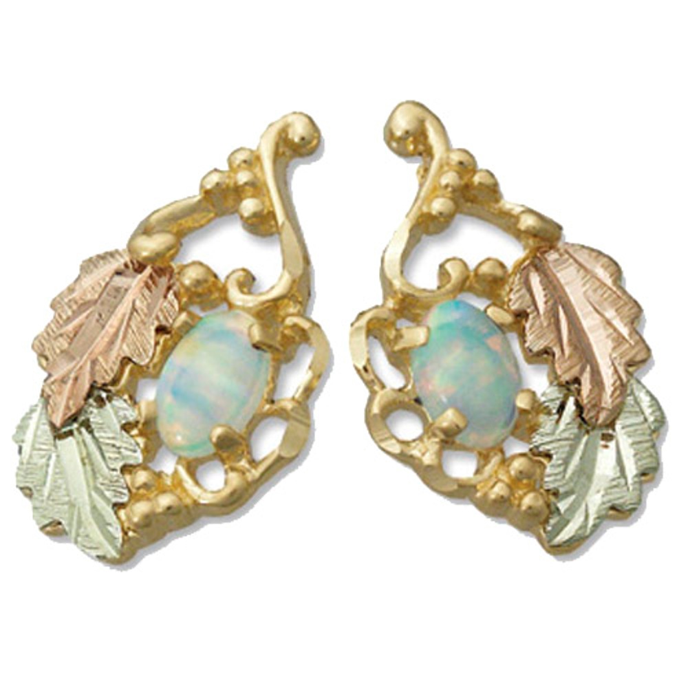 Opal Earring, 10k Yellow Gold. 