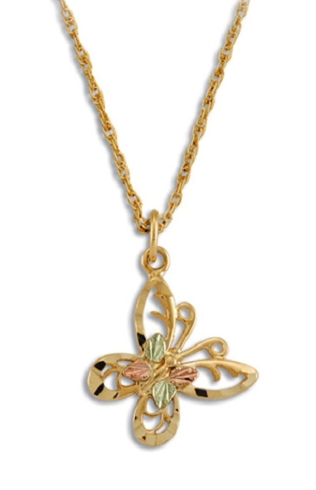 Butterfly Pendant Necklace 10k Yellow Gold