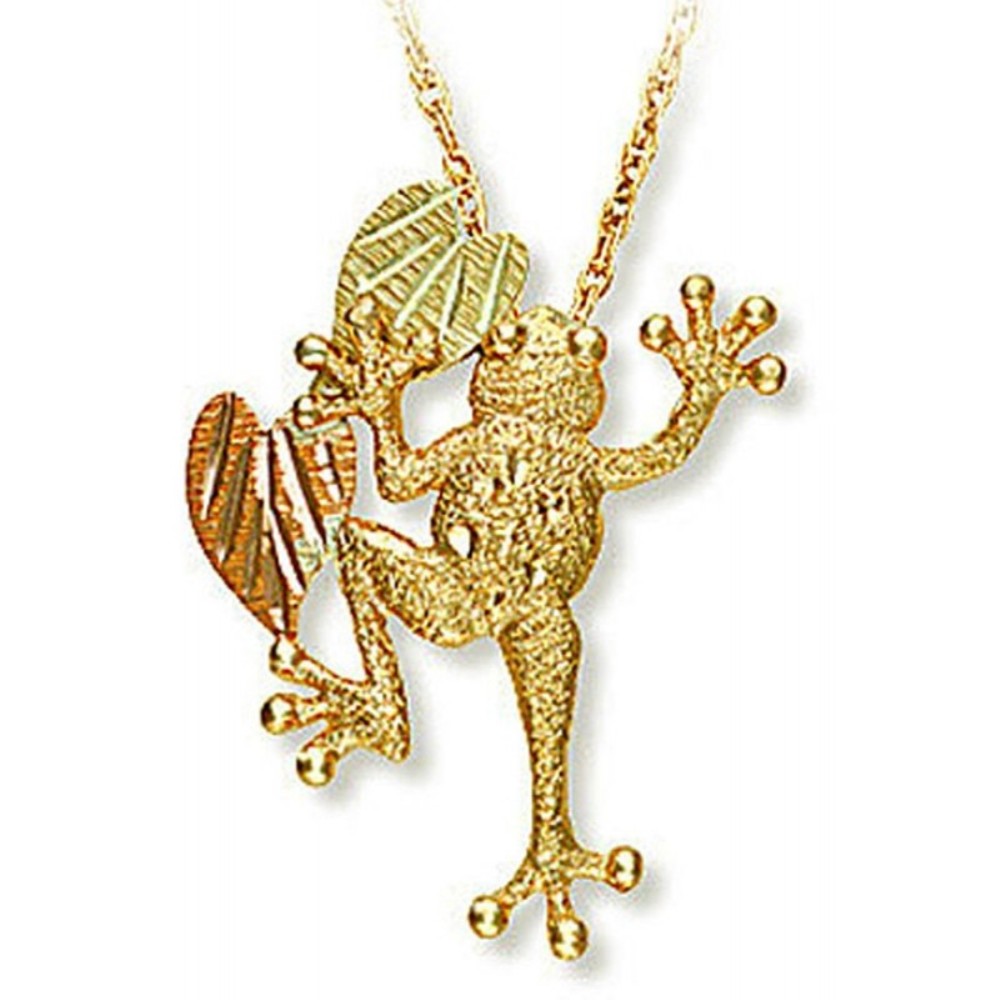 Hammered Finish Frog Pendant Necklace