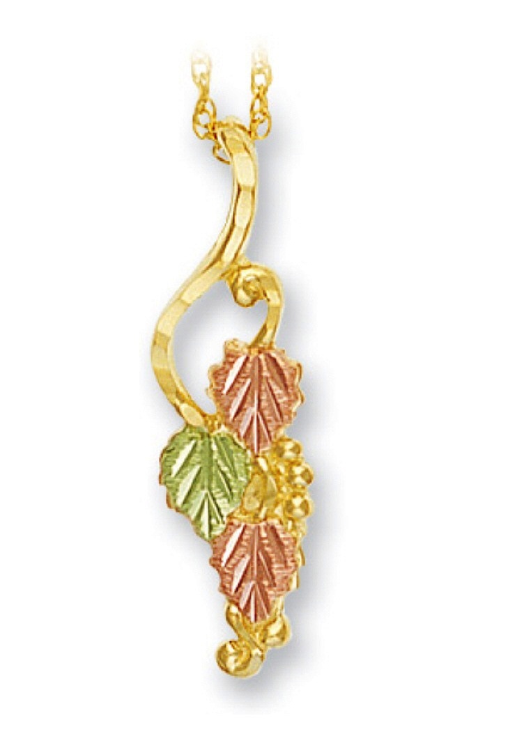 Swirl Leaves Pendant Necklace 10k Yellow Gold