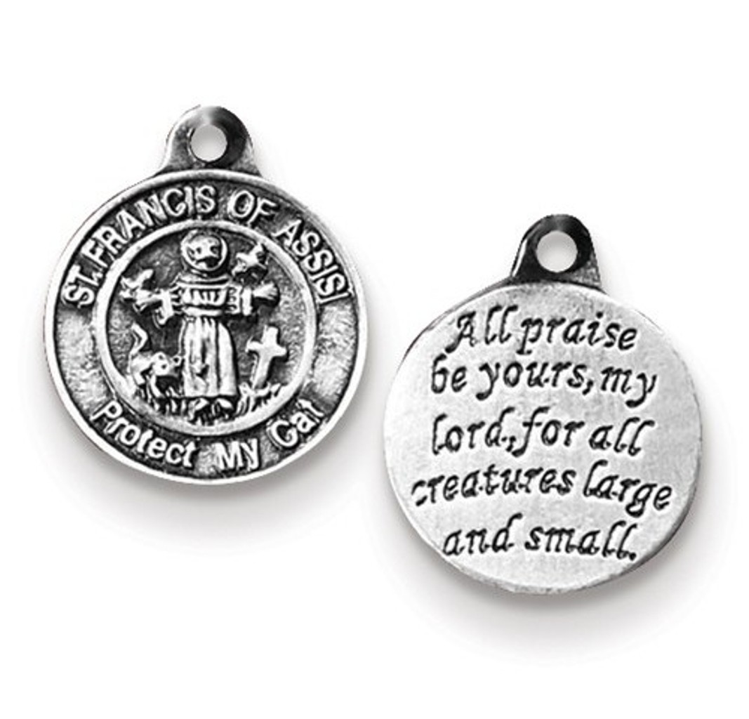 Lead Free Pewter St. Francis Cat Pet Medal