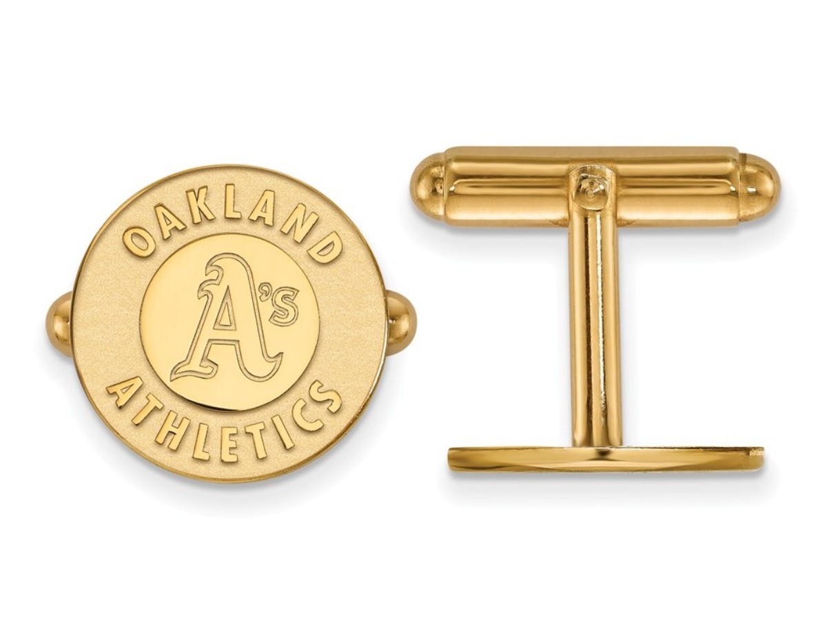 Sterling Silver With GP MLB LogoArt Oakland Athletics Cuff Link