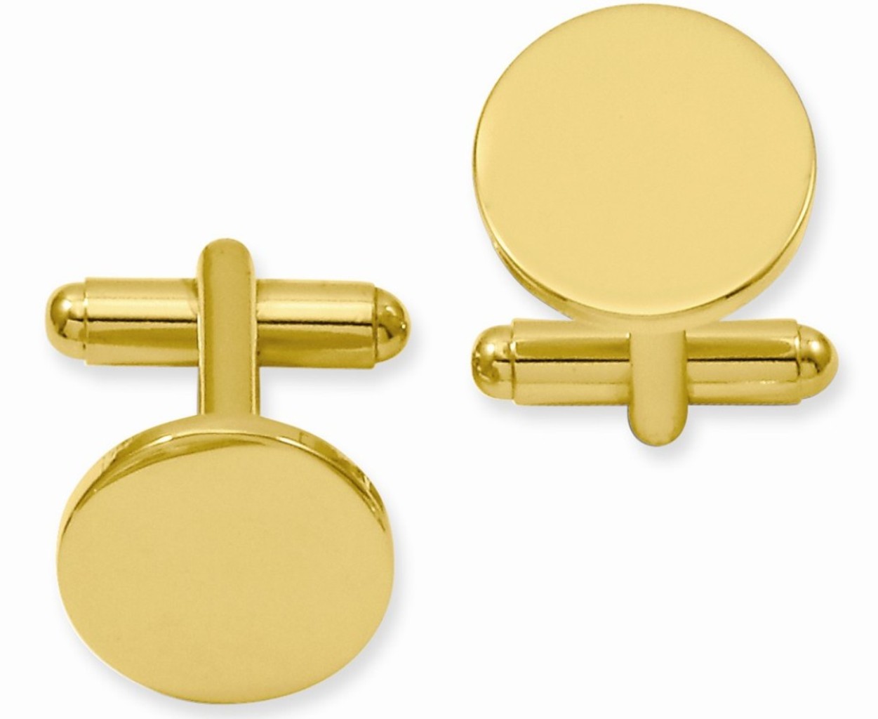 Gold-Plated Kelly Waters Round Polished Cufflinks