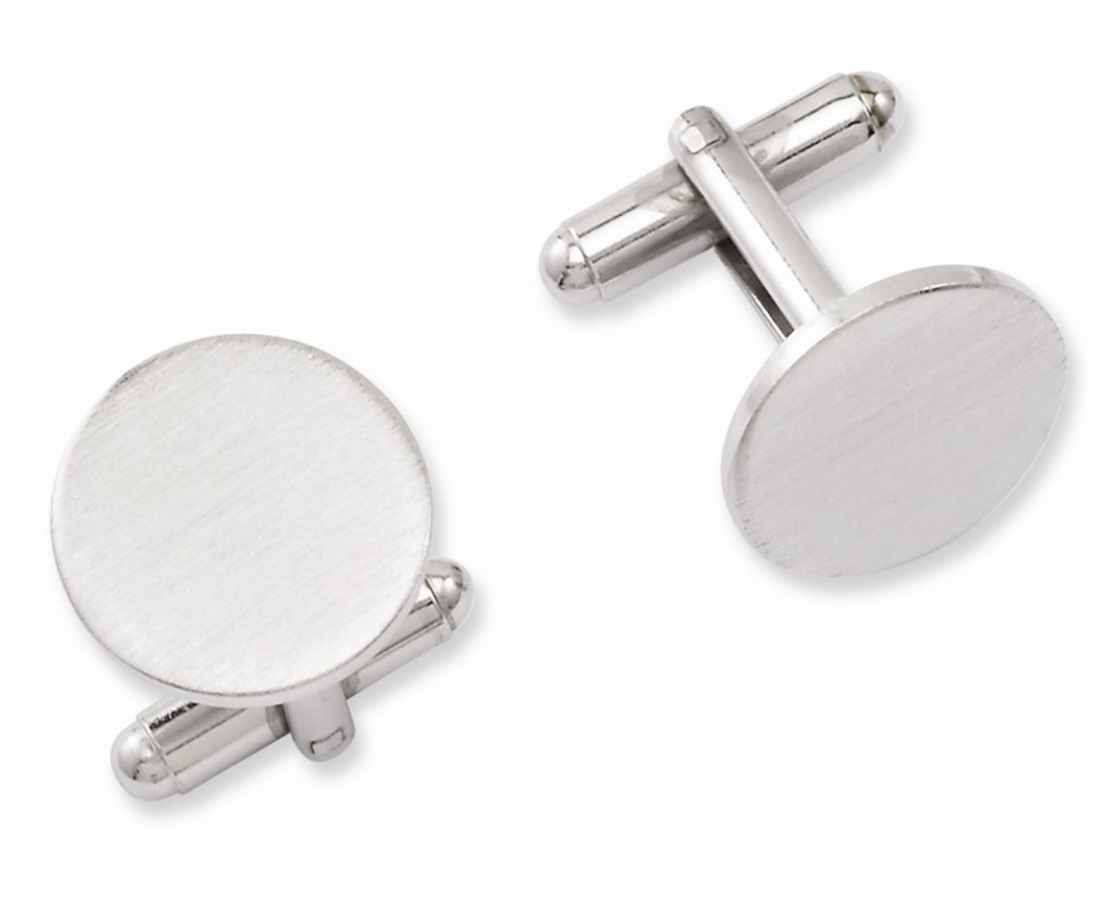 Rhodium-Plated Kelly Waters Round Satin Cufflinks