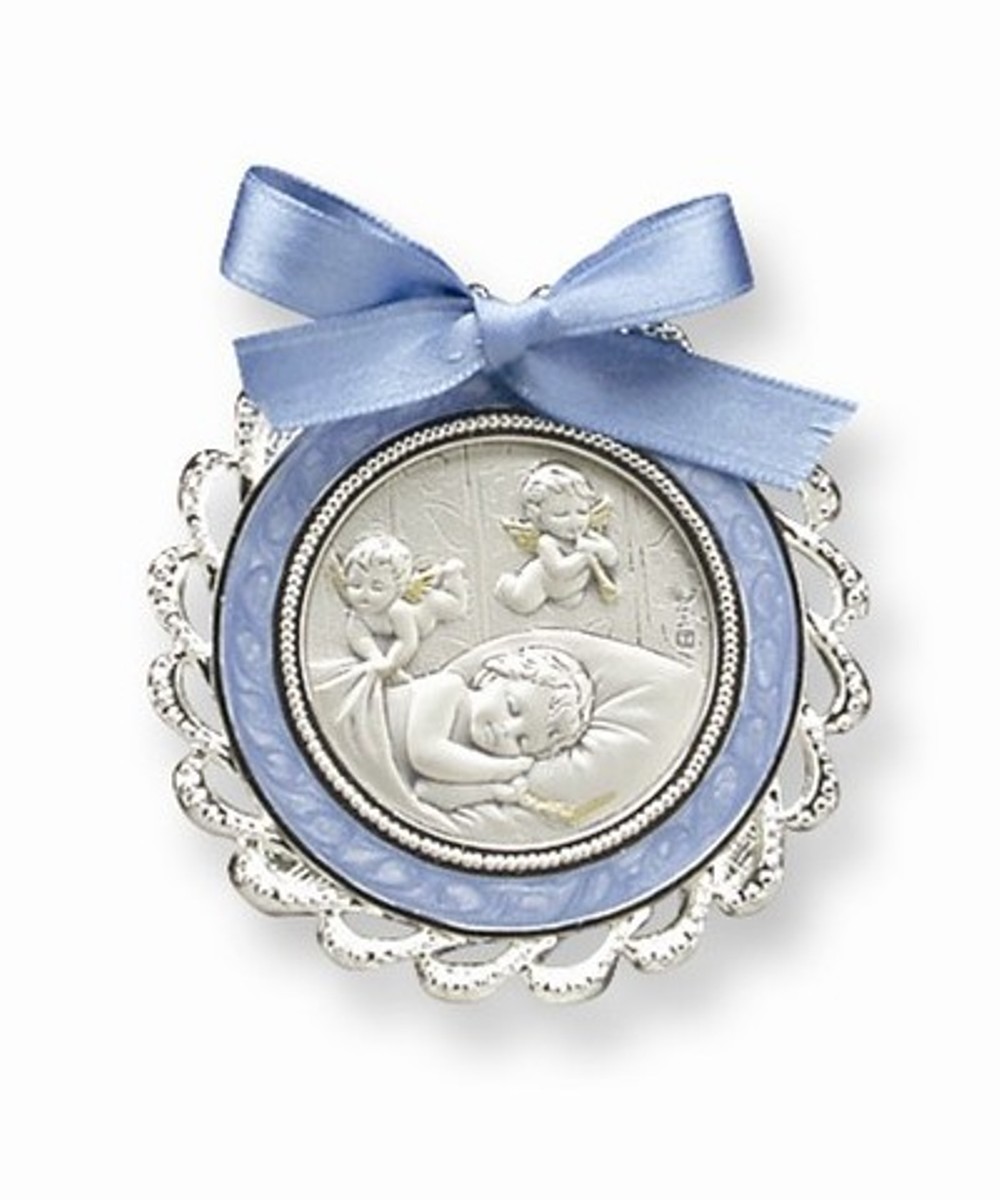 Sterling Silver Blue Crib Medal