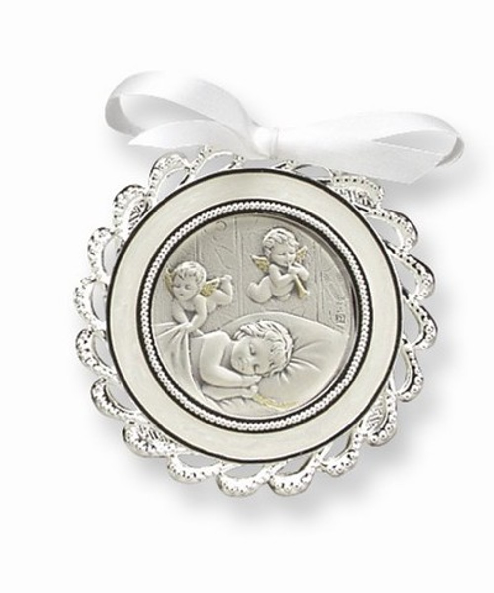 Sterling Silver White Crib Medal (5.25 X 7.2MM)