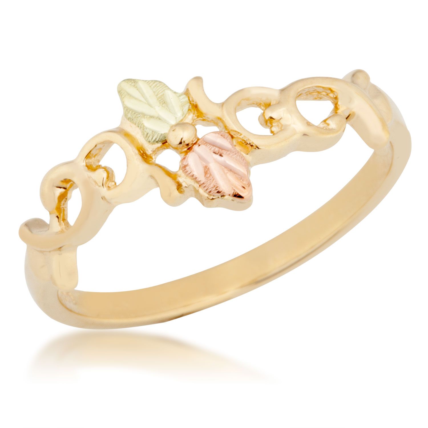 Yellow Gold Women's Ring with Black Hills Gold motif. 