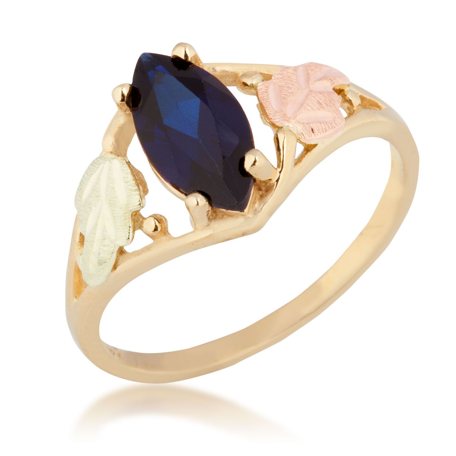 10ky Blue Sapphire Marquise Black Hills Gold Ring 