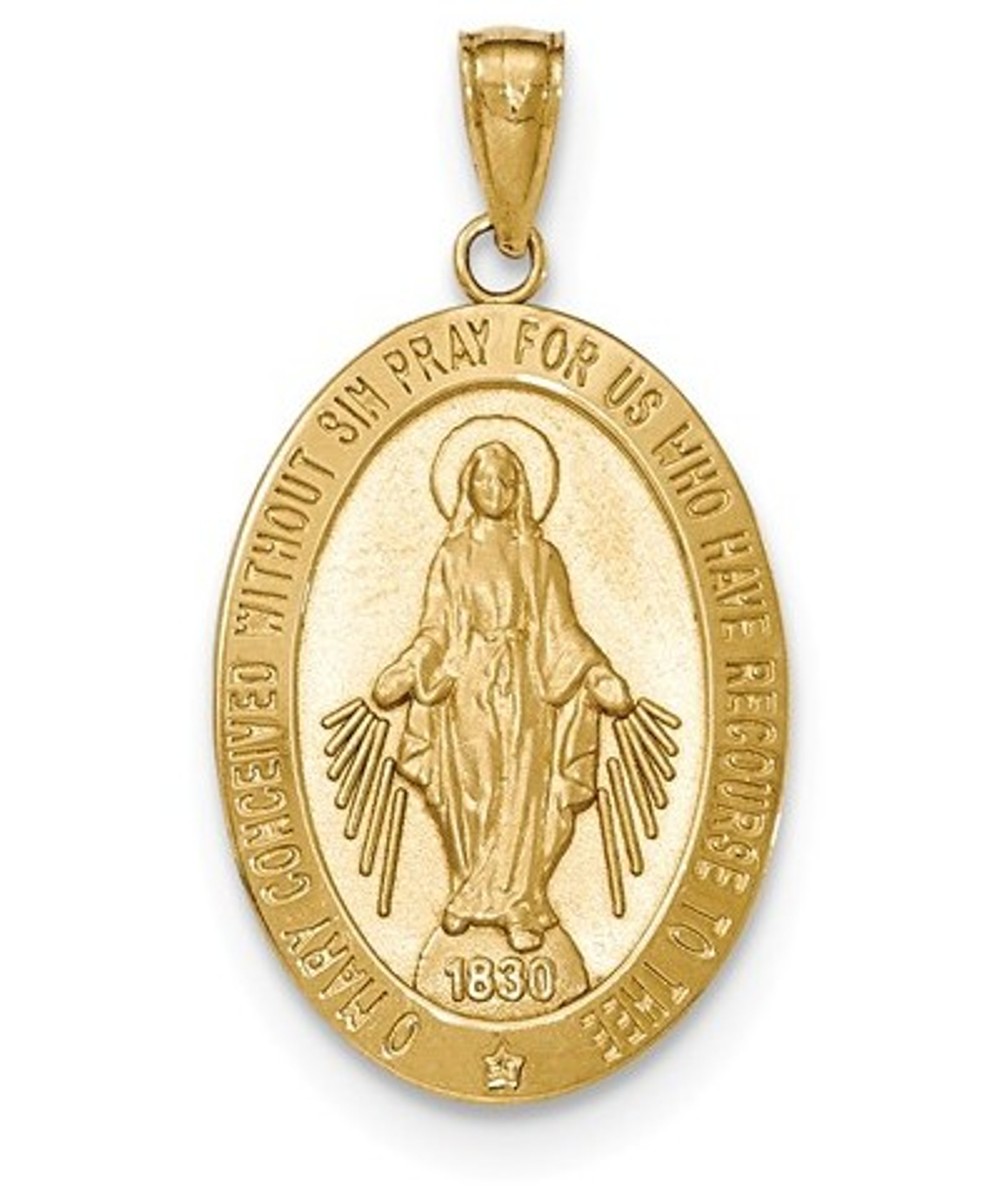 14k Yellow Gold Miraculous Medal Pendant