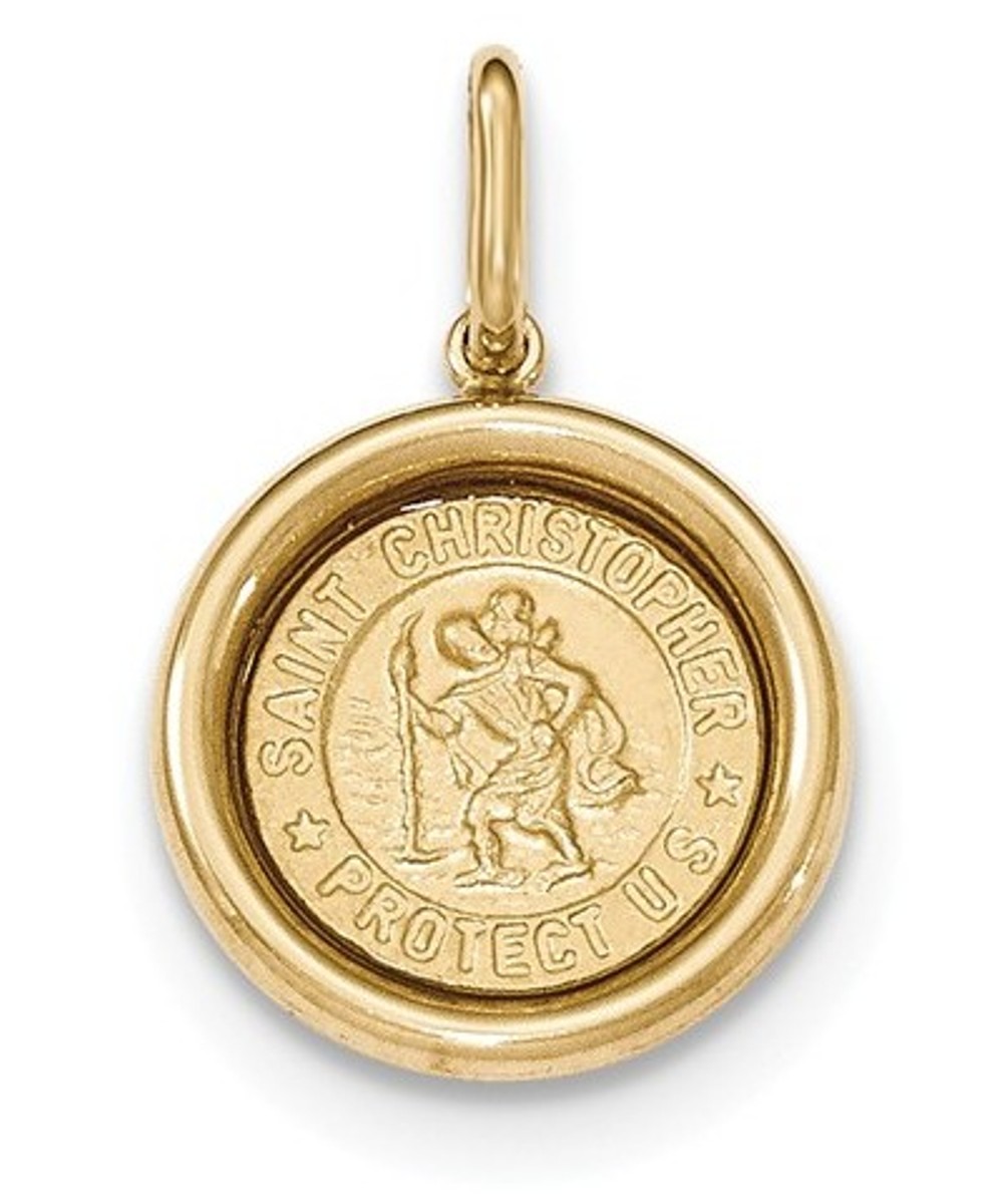 14k Yellow Gold St Christopher Medal Pendant 