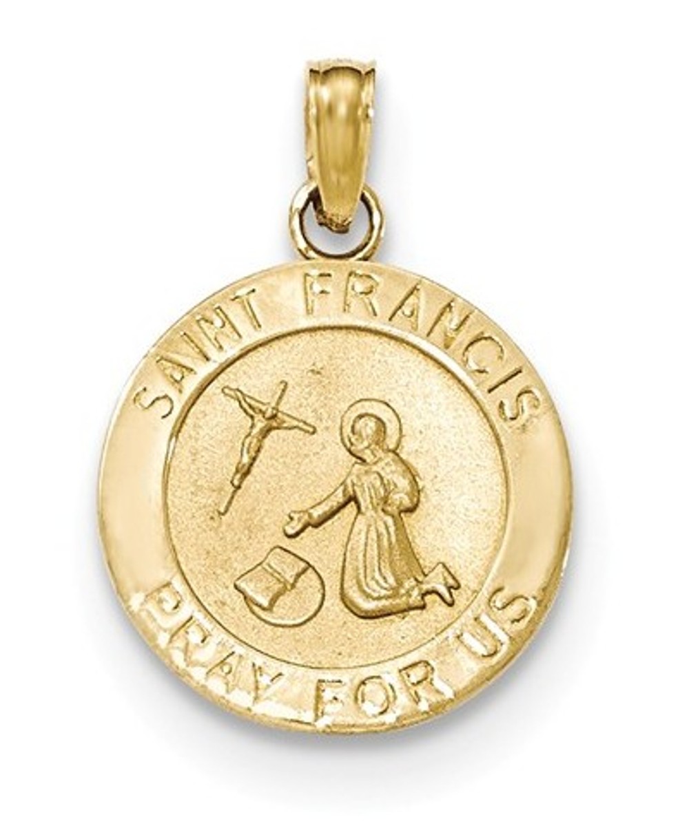 14k Yellow Gold Saint Francis Medal Pendant 