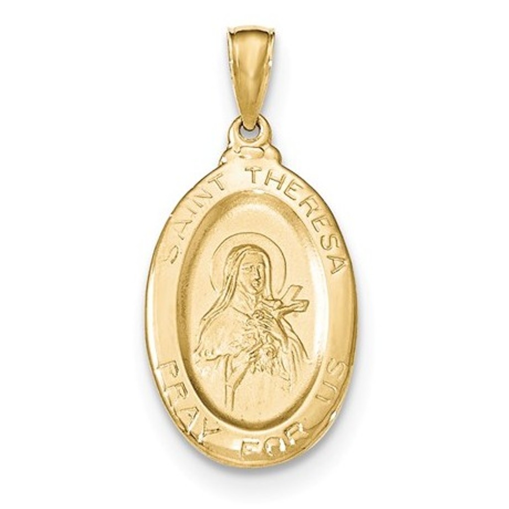 14k Saint Theresa Oval Medal Pendant