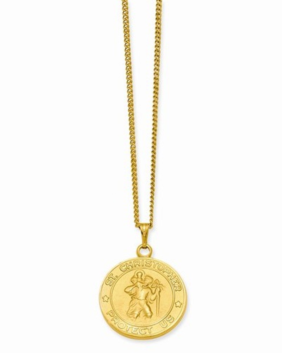 Gold-Plated Kelly Waters St. Christopher Medal Necklace, 24