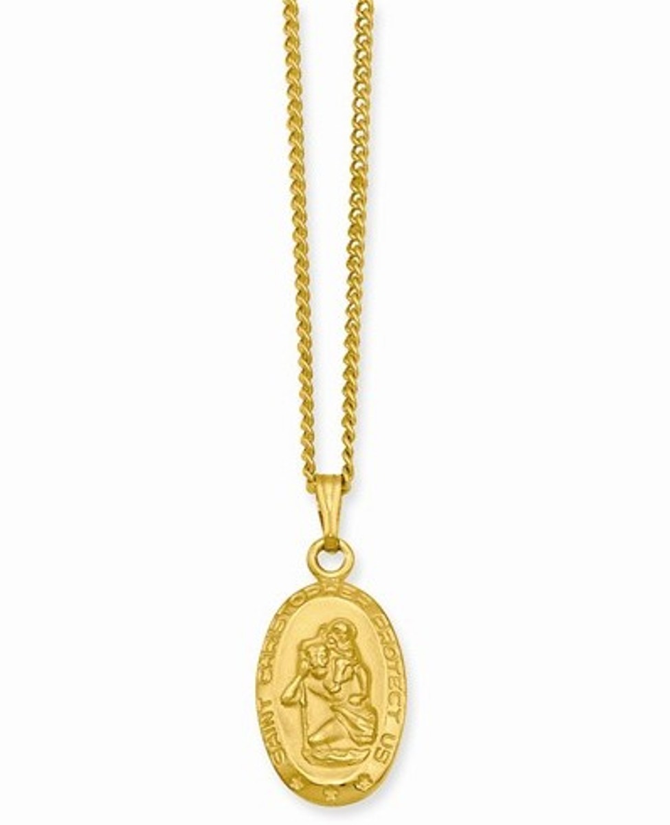 Gold-Plated St. Christopher Medal Necklace, 18