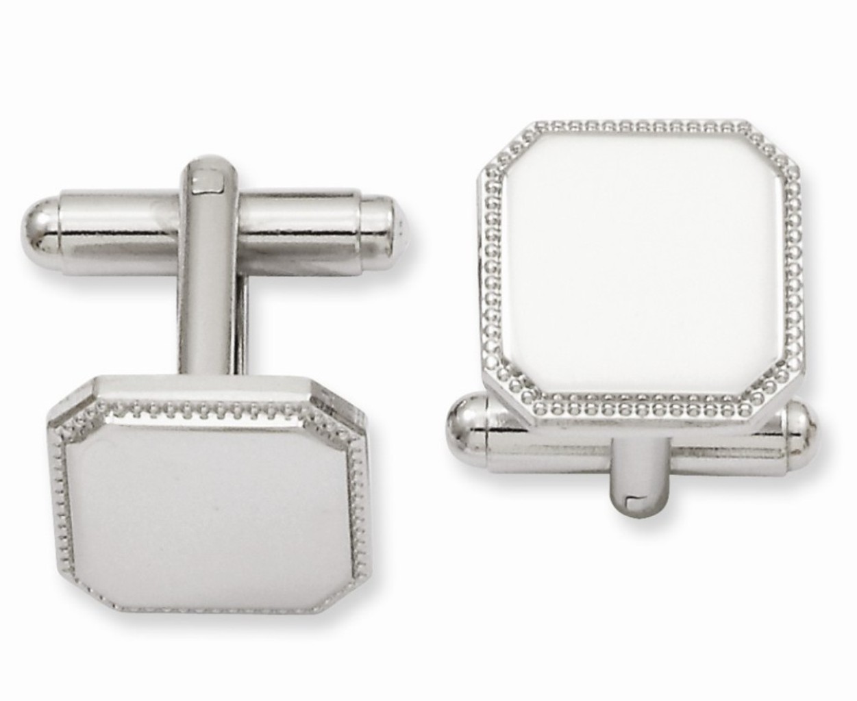 Rhodium-Plated Kelly Waters Square Beaded Cufflinks