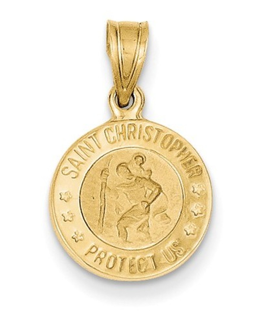 14k Yellow Gold Saint Christopher Medal Charm Pendant (20X12 MM)