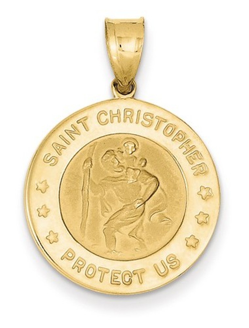 14k Yellow Gold St. Christopher Medal Charm Pendant (28X19 MM)