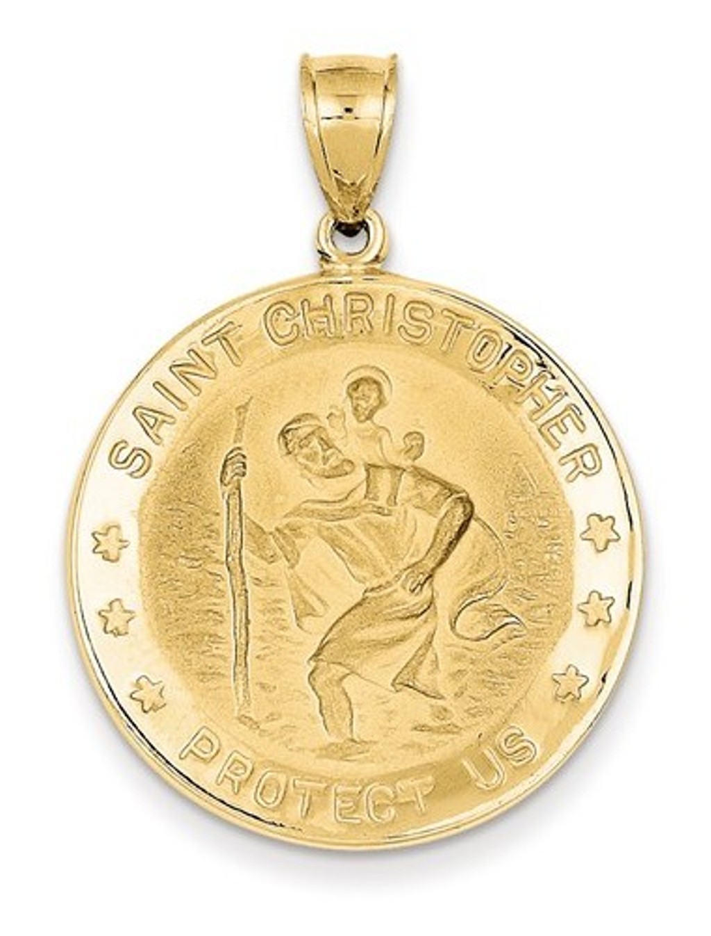 14k Yellow Gold St. Christopher Medal Charm Pendant (36X26 MM)