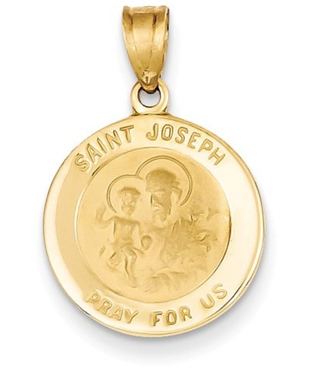 14k Yellow Gold Saint Joseph Medal Charm (24X16MM)