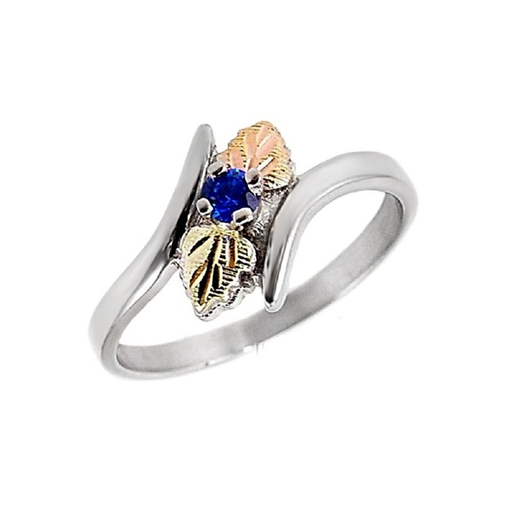 Bypass Blue Sapphire Ladies Ring, Sterling Silver