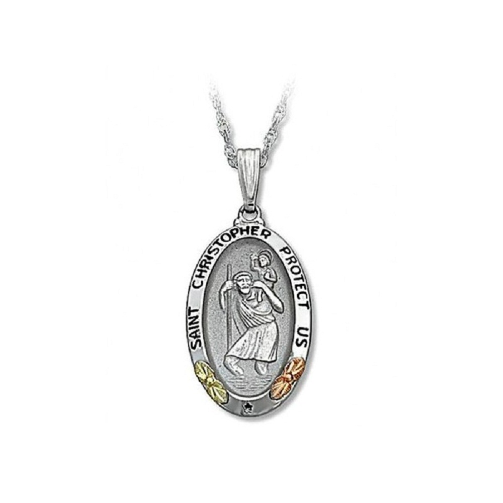 Sterling Silver Oval St. Christopher Necklace, 18