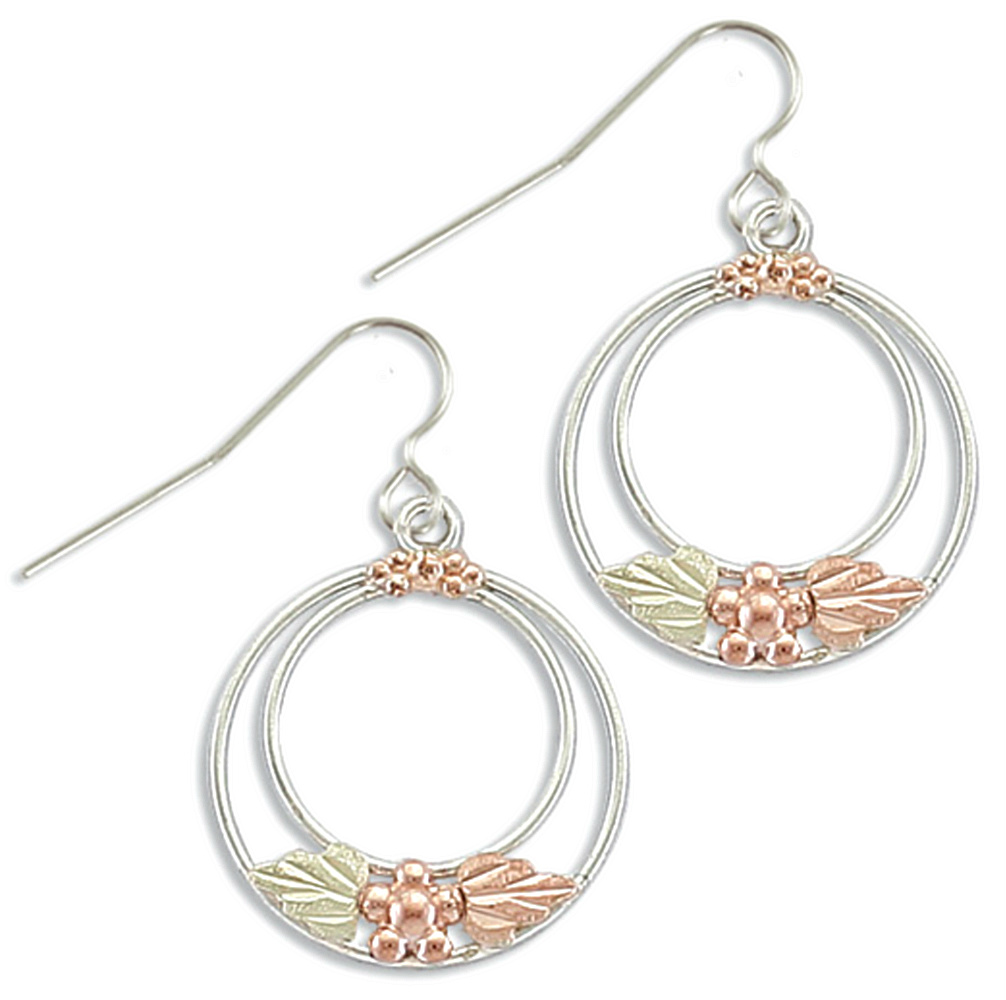 Hoop Earrings in Black Hills Gold Motif. 