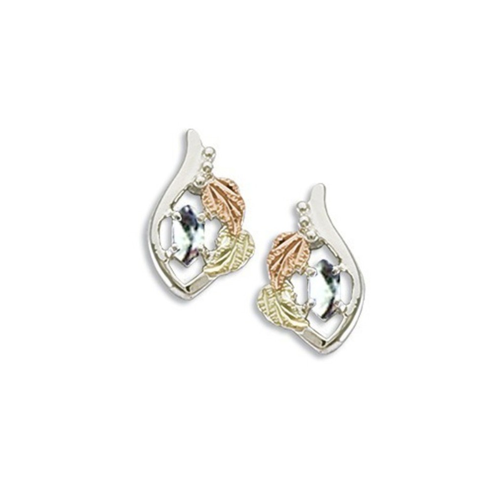 Birthstone Earrings in Black Hills Gold Motif, set in Sterling Silver. 