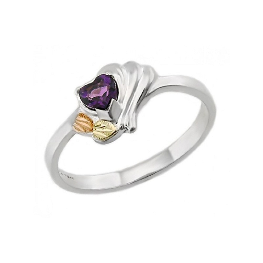 Heart Shape Amethyst Ring, Sterling Silver