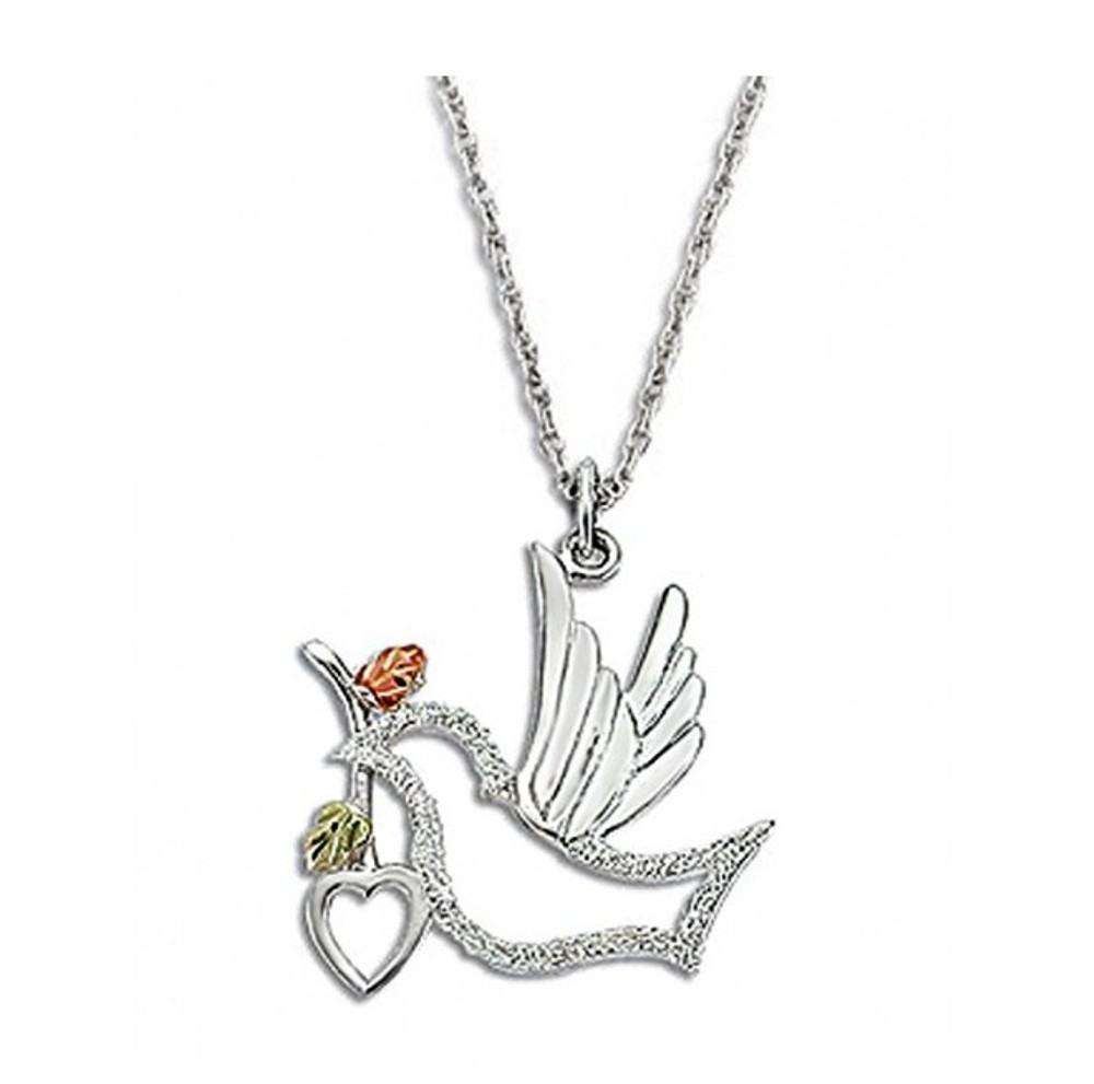 Dove with Heart Pendant Necklace