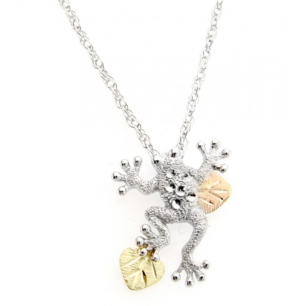 Frog Pendant Necklace, Sterling Silver,