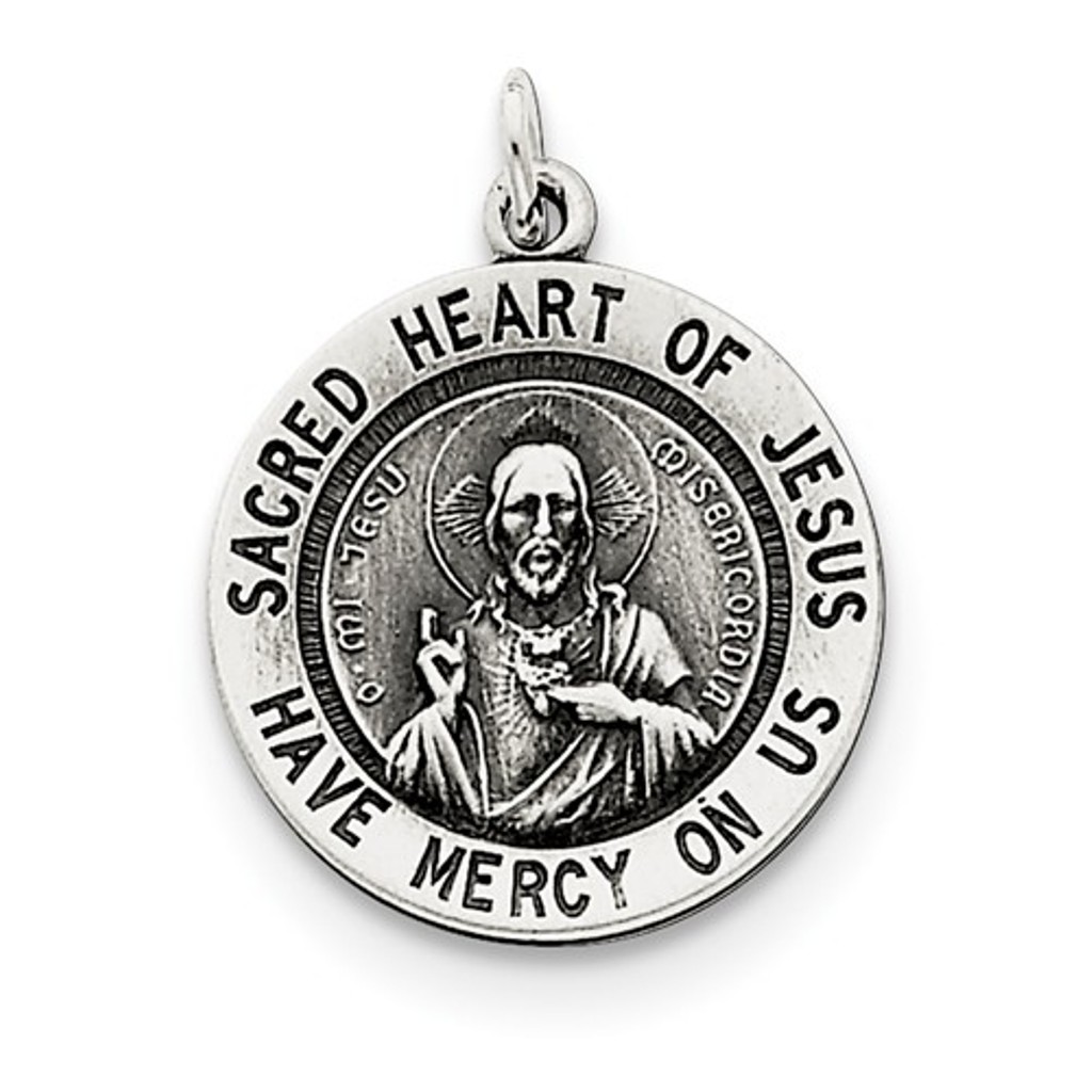 Sterling Silver Sacred Heart of Jesus Medal