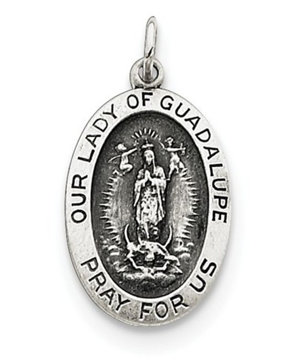 Sterling Silver Our Lady of Guadalupe Medal (24X13MM)
 img title=