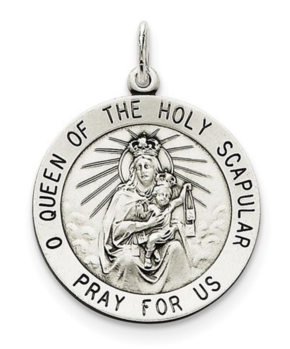 Sterling Silver Queen Of The Holy Scapular Medal (35X25MM)
