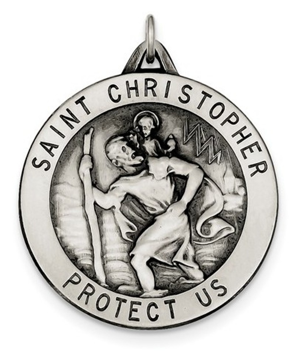 Sterling Silver St. Christopher Medal (40X33MM)