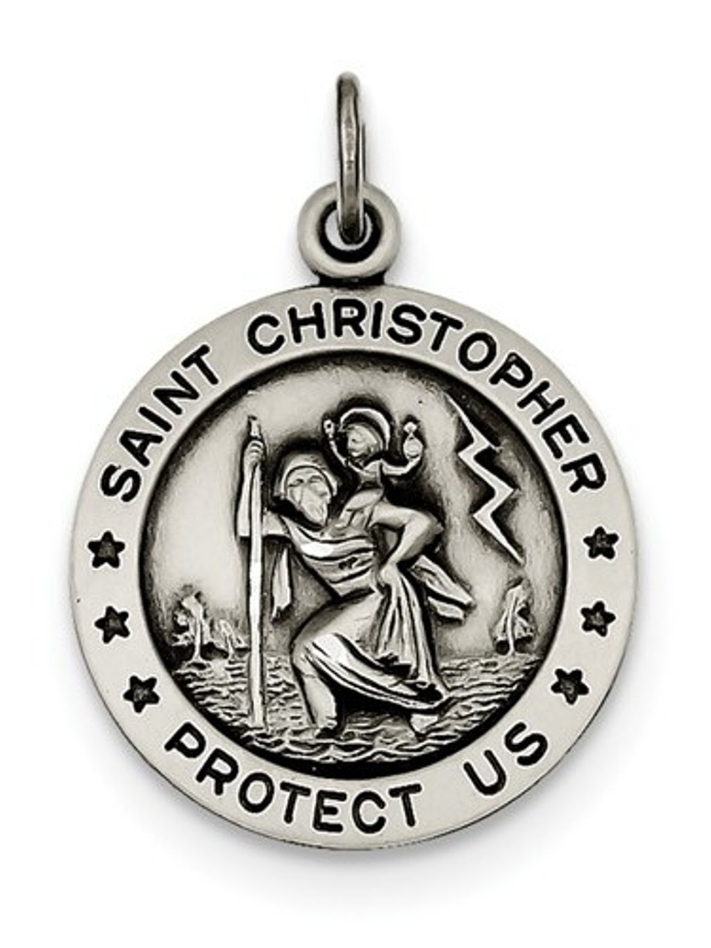 Sterling Silver Saint Christopher Medal Charm Pendant (26X20 MM)