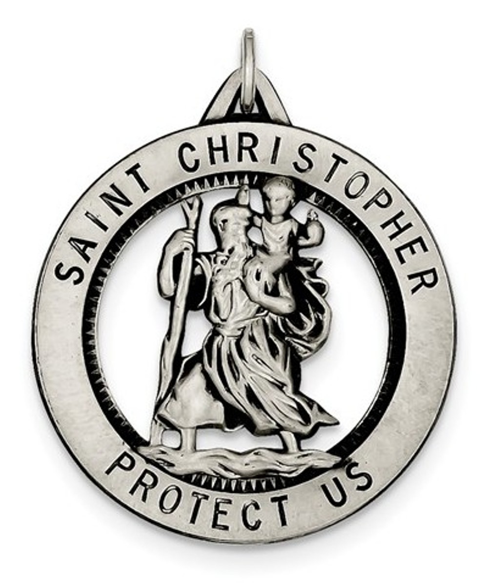 Sterling Silver St. Christopher Medal (41X31MM)
