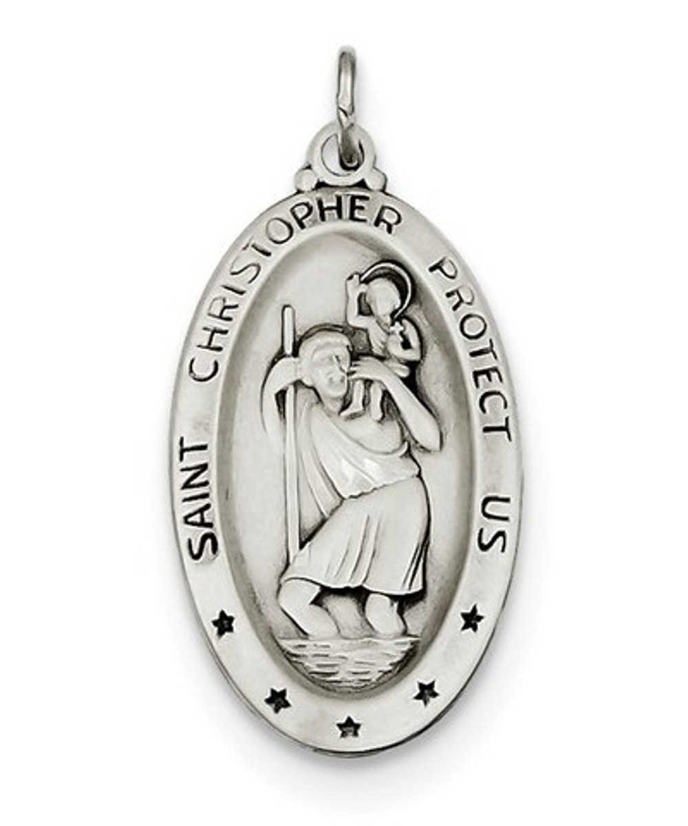 Sterling Silver St. Christopher Medal (30X15MM)