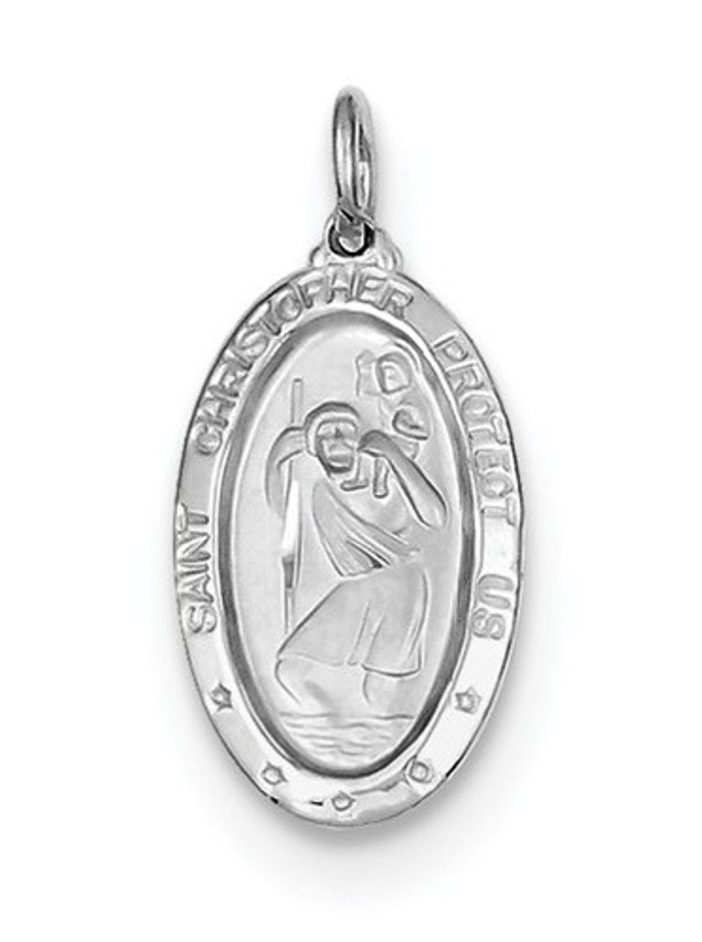 Rhodium-Plated Sterling Silver St. Christopher Medal (20X10MM)