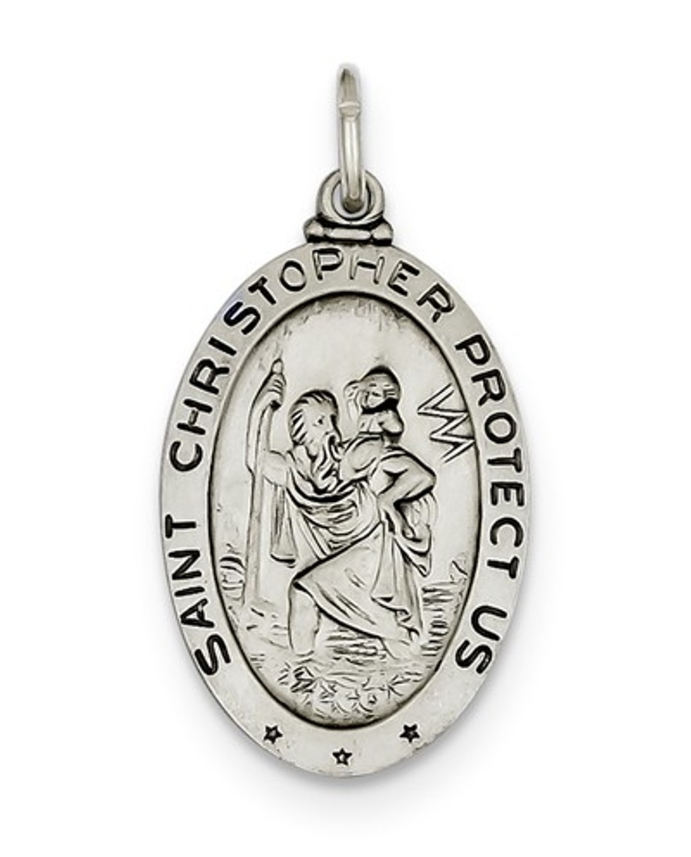 Sterling Silver St. Christopher Baseball Medal (30X15MM)