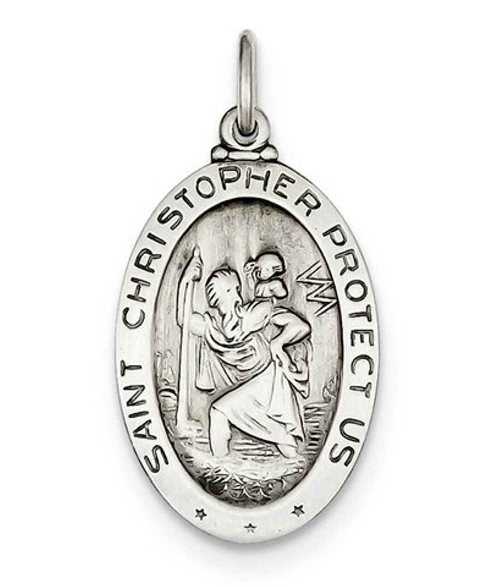 Sterling Silver St.Christopher Soccer Medal Pendant(30X17MM)