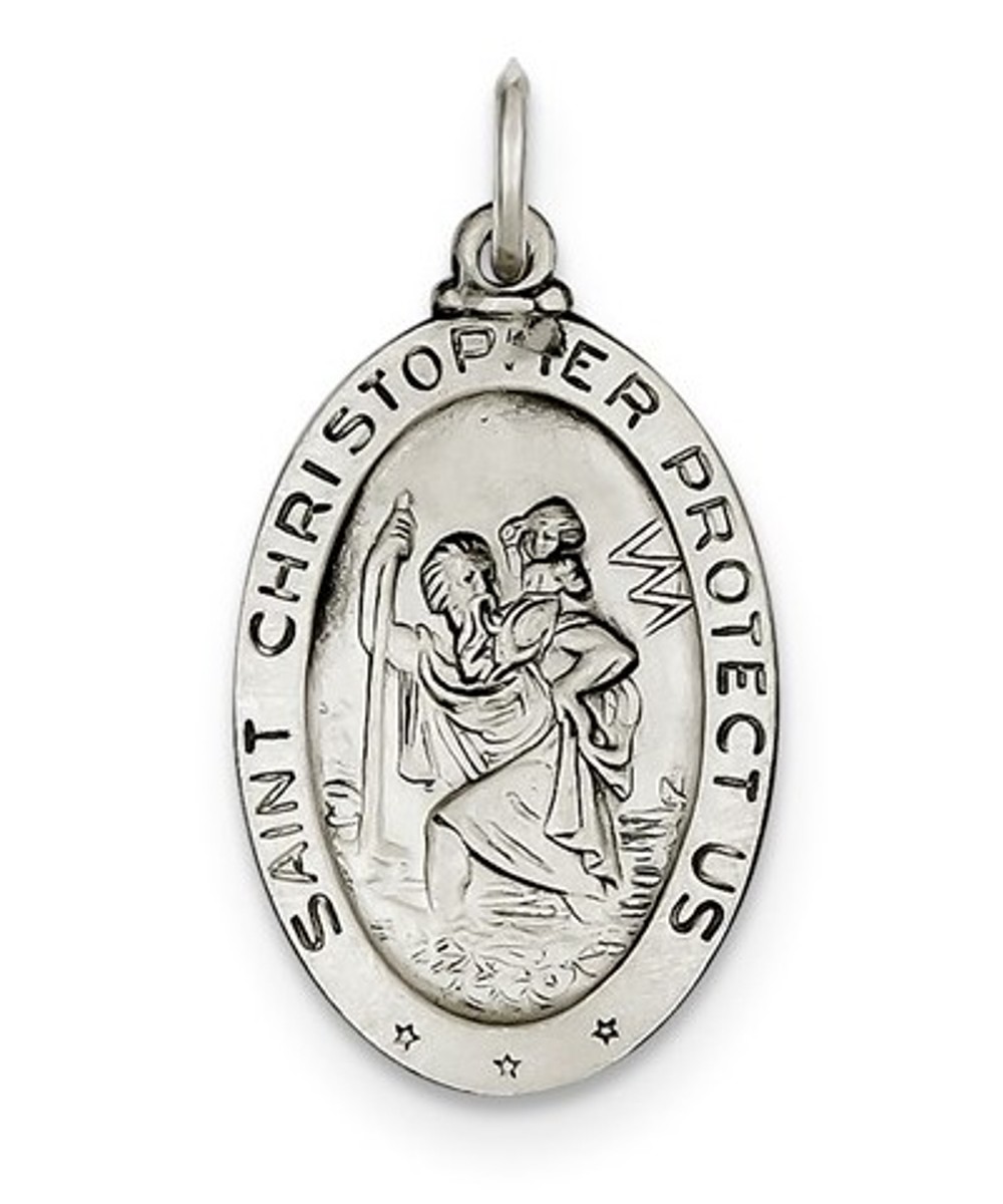 Sterling Silver St.Christopher Football Medal (30X15MM)