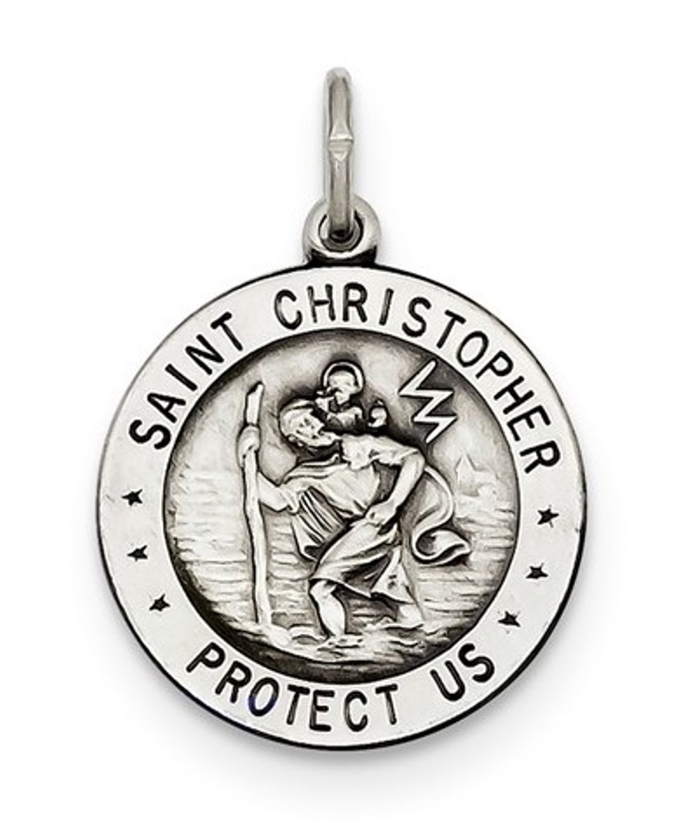 Sterling Silver St. Christopher Football Medal (23X20MM)
