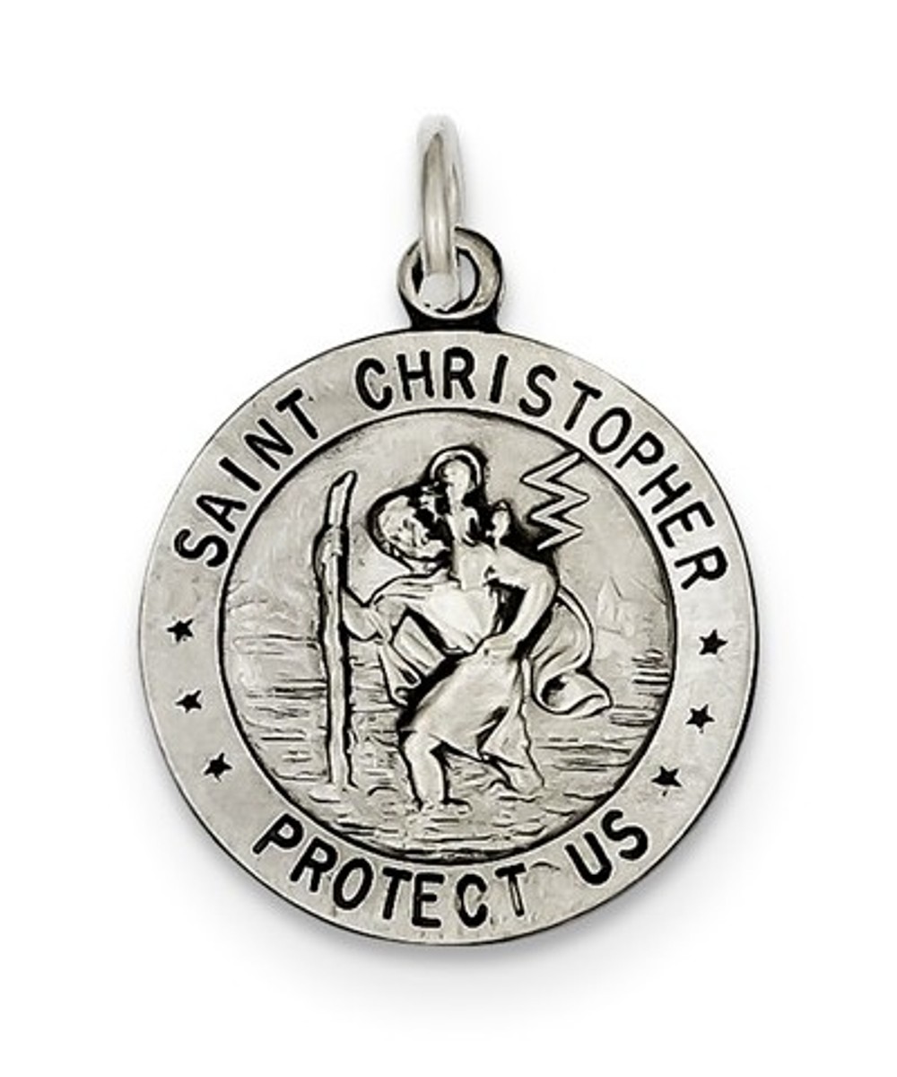 Sterling Silver St. Christopher Basketball Medal (23x20MM)