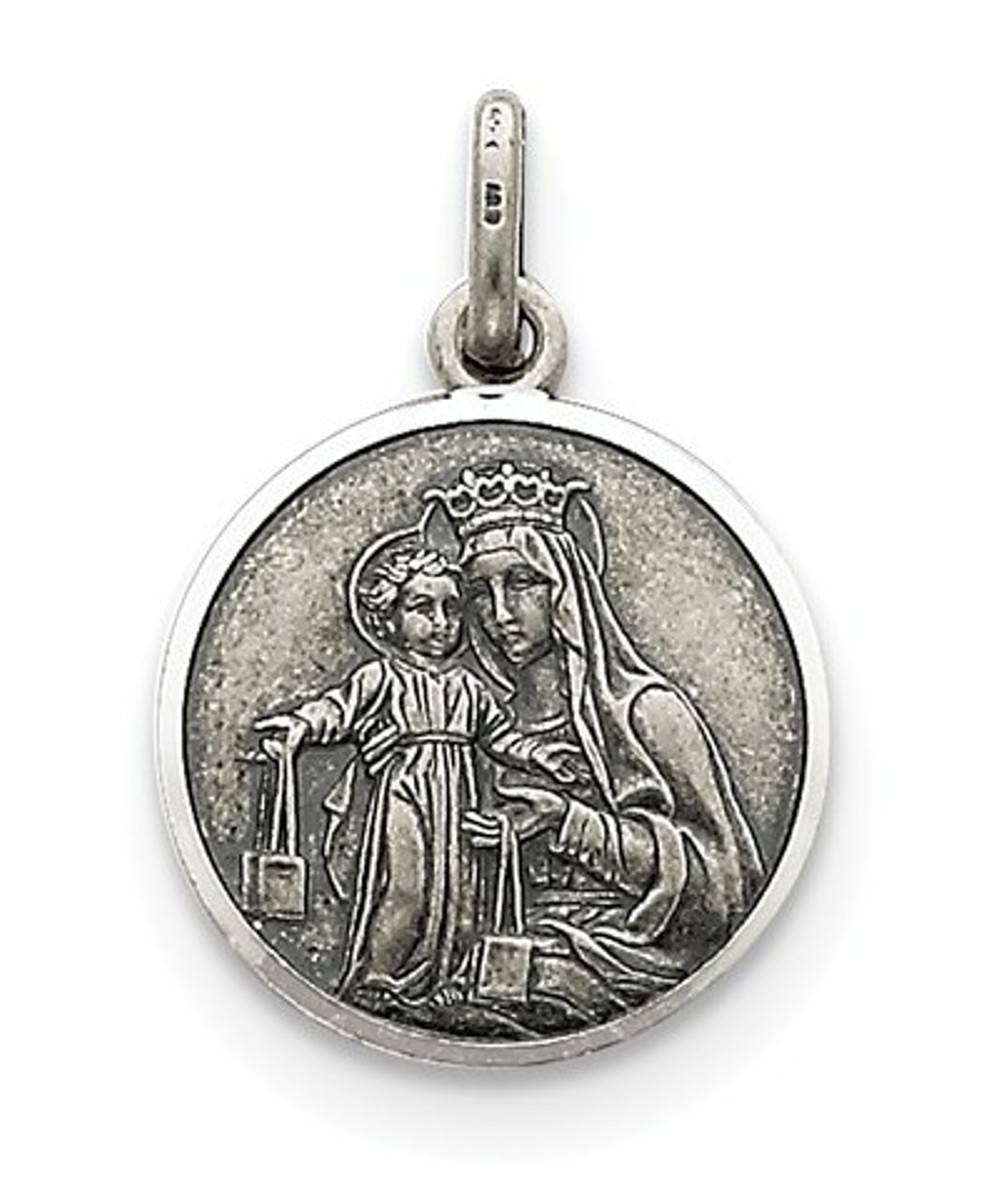 Sterling Silver Our Lady Of Mount Carmel Medal (25X15MM) 
