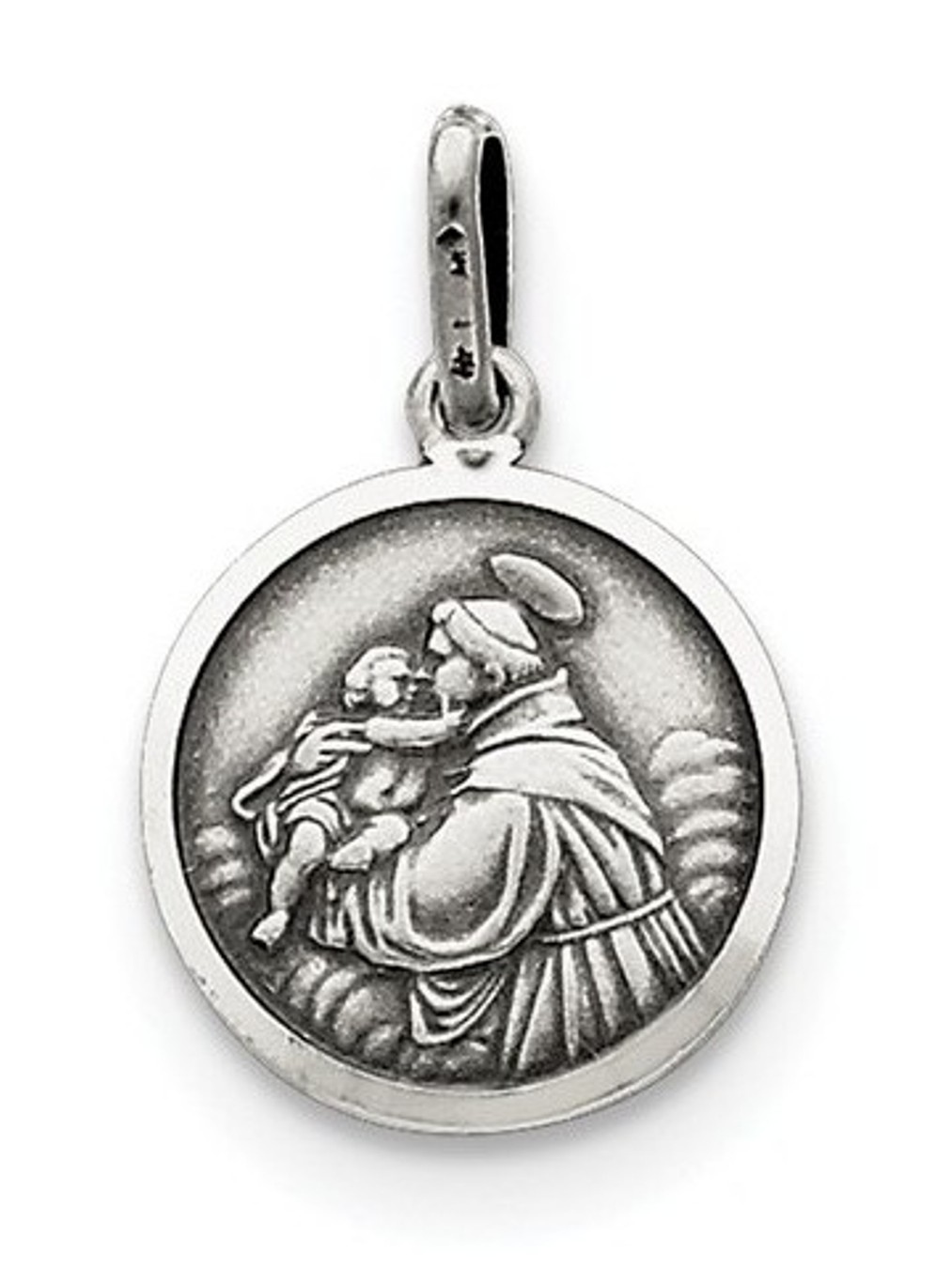 Sterling Silver Antiqued St. Anthony Medal (20X15MM)
 img title=QC3576