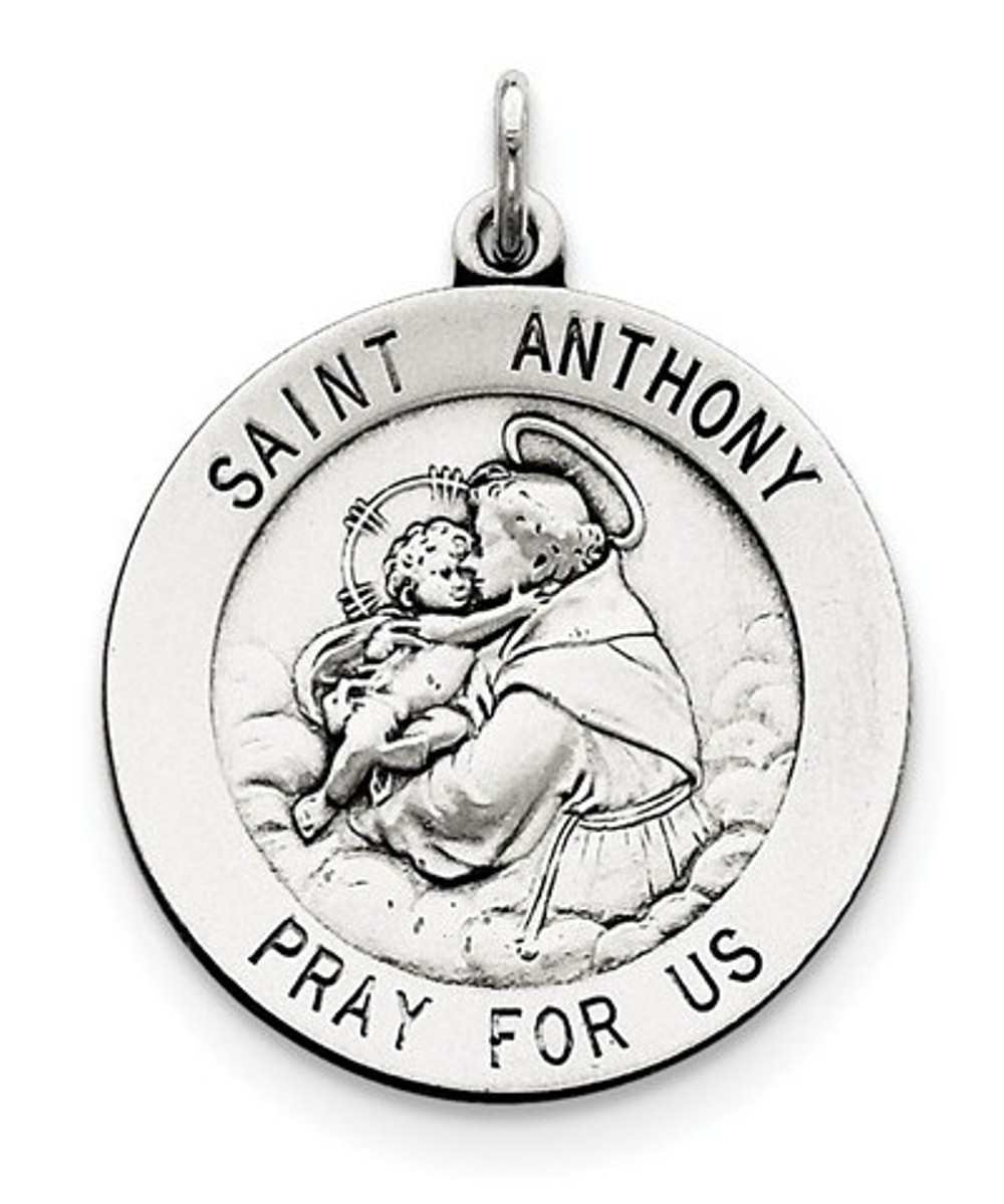 Sterling Silver Antiqued Saint Anthony Medal (35X25MM)