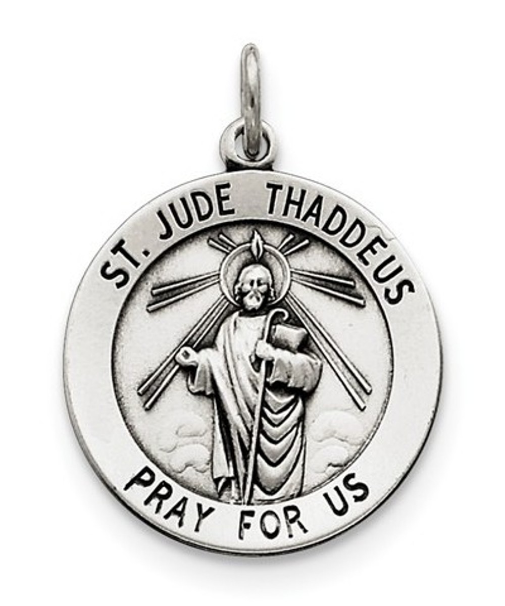 Sterling Silver Saint Jude Thaddeus Medal (30X22MM)
 img title=QC3601